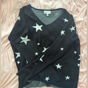 Oversized Black Star Pattern Sweater